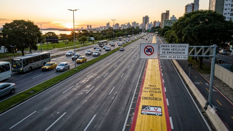 Faixa exclusiva para veículos de emergência em Porto Alegre destaca importância da mobilidade urbana eficiente